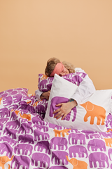 60652-5415-01-06_1; Finlayson Elefantti vapaa Pussilakanasetti Violetti / 150x210 + 50x60 cm