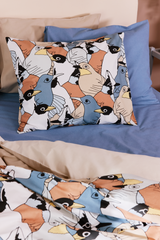 60652-5490-02-06_1; Finlayson Sekaparvi Pussilakanasetti Sininen / Ruskea / 150x210 + 50x60 cm