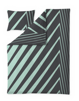 60652-4424-05-06; Finlayson Korret Pussilakanasetti Harmaa / Mintunvihreä / 150x210 + 50x60 cm