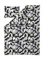 60652-5435-01-06; Finlayson Sukukokous Pussilakanasetti Musta / Valkoinen / Vihreä / 150x210 + 50x60 cm