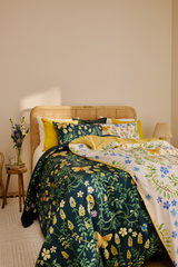 60692-5514-02-05_1; 60712-5504-02-06_1; Finlayson Puutarhajuhla Satiinipussilakanasetti Vihreä / Sininen / 150x210 + 50x60 cm