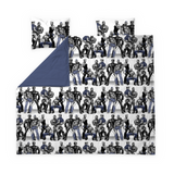 60692-4864-01-05; Finlayson Blue Squad Parivuoteen satiinipussilakanasetti Musta / Sininen / 240x210 + 50x60 cm