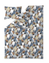 60652-5490-02-06; Finlayson Sekaparvi Pussilakanasetti Sininen / Ruskea / 150x210 + 50x60 cm