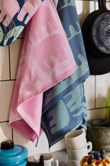 70940-4547-08-10_2; 70940-4547-07-10_2; Finlayson Elefantti Keittiöpyyhe 2 kpl Siniharmaa / Mintunvihreä / 50x70 cm