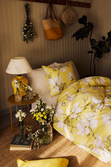 60712-4667-24-06_1; Finlayson Magnolia Satiinipussilakanasetti Vaaleakeltainen / Harmaa / 150x210 + 50x60 cm