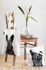 80220-5140-01-10_2; Finlayson Pupu ja kettu Kangaskassi Musta / Valkoinen / 36x42 cm