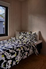 60136-5435-01-10_2; Finlayson Sukukokous Tyynyliina Musta / Valkoinen / Vihreä / 50x60 cm