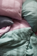 60760-0200-10-06_2; Finlayson Lino Pellava  pussilakanasetti Sinivihreä / 150x210 + 50x60 cm