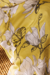 60712-4667-24-06_3; Finlayson Magnolia Satiinipussilakanasetti Vaaleakeltainen / Harmaa / 150x210 + 50x60 cm