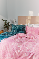 60714-4546-13-06_2; Finlayson Viktoria Tencel-puuvillapussilakanasetti Petrooli / Aqua / 150x210 + 50x60 cm