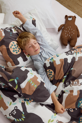 60652-5165-05-06; Finlayson Kopla Pussilakanasetti Ruskea / Persikka / 150x210 + 50x60 cm