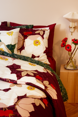 60712-5489-01-06_1; Finlayson Rosa Satiinipussilakanasetti Luumu / 150x210 + 50x60 cm