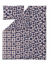 60662-5492-02-06; Finlayson Kukkariemu Lasten pussilakanasetti Tummansininen / Roosa / 120x160 + 40x60 cm