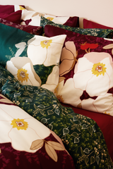 60712-5489-02-06_2; Finlayson Rosa Satiinipussilakanasetti Tummanvihreä / 150x210 + 50x60 cm