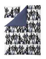 60712-4864-01-06; Finlayson Tom of Finland Satiinipussilakanasetti Musta / Sininen / 150x210 + 50x60 cm