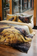 60692-5407-01-05_1; Finlayson Taistelevat metsot Parivuoteen satiinipussilakanasetti Musta / Multi / 240x210 + 50x60 cm