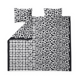60682-5492-01-05; Finlayson Kukkariemu Parivuoteen pussilakanasetti Musta / Valkoinen / 240x210 + 50x60 cm