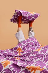 60652-5415-01-06_2; Finlayson Elefantti vapaa Pussilakanasetti Violetti / 150x210 + 50x60 cm