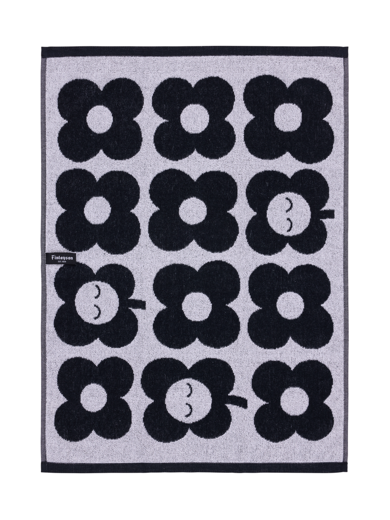 70563-5497-01-12_3; Finlayson Kukka Käsipyyhe Musta / Valkoinen / 50x70 cm 