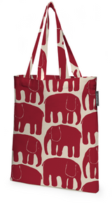 80220-4547-28-10; Finlayson Elefantti Kangaskassi Punainen / Beige / 36x42 cm 