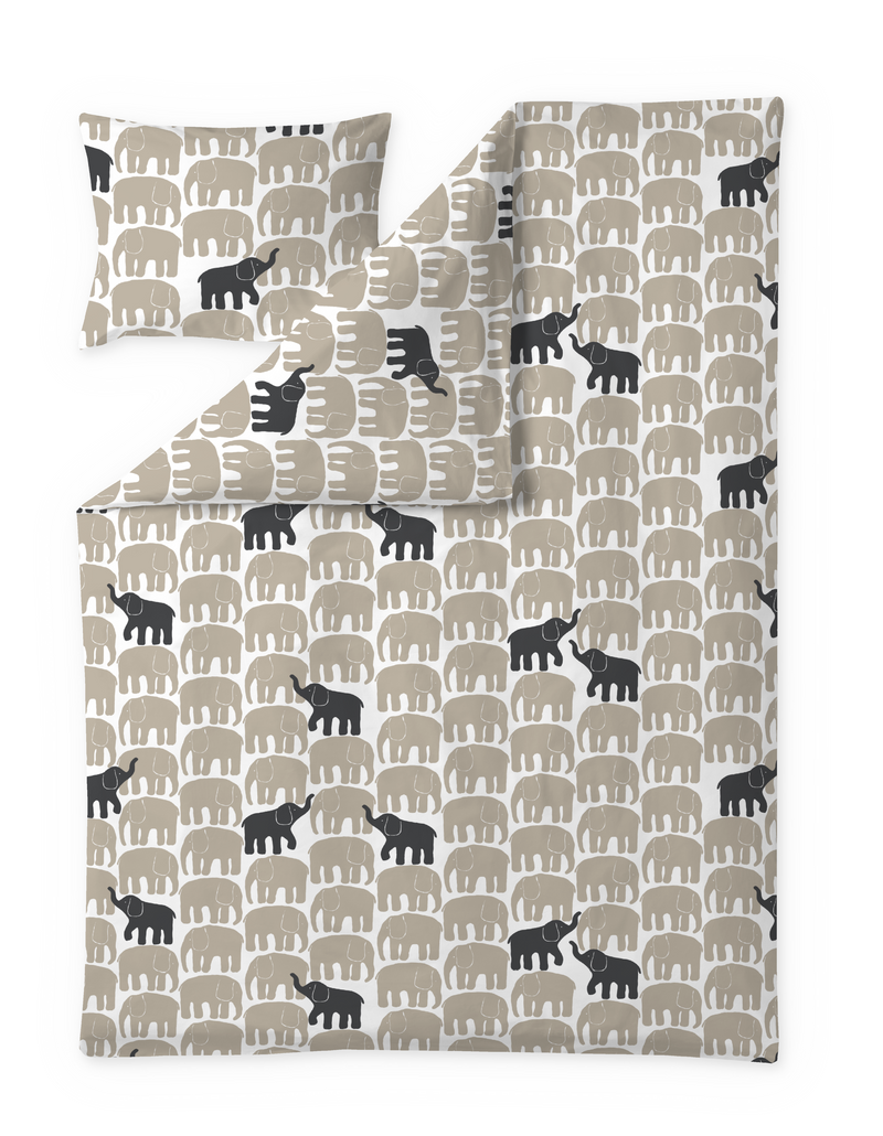 60652-5415-05-06; Finlayson Elfantti vapaa Pussilakanasetti Beige / Tummanharmaa / 150x210 + 50x60 cm 