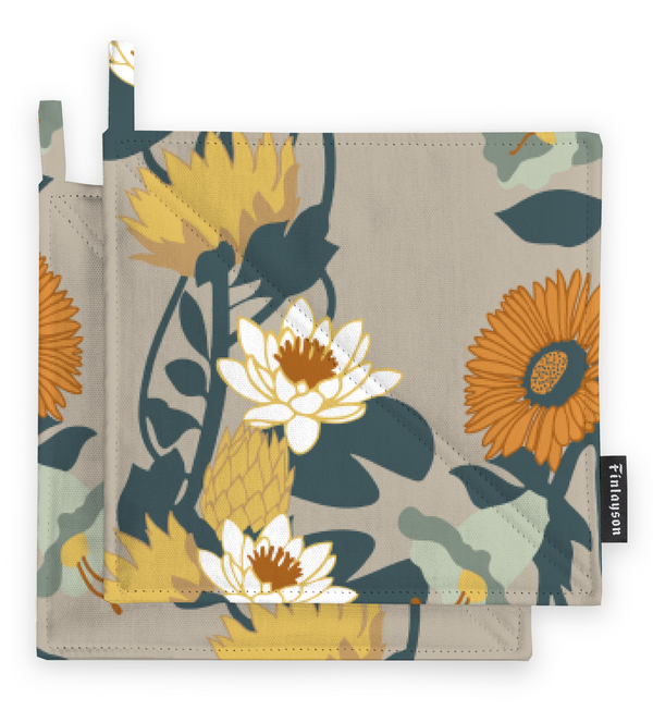 80017-5491-03-10; Finlayson Kaksin Patalappu 2kpl Oranssi / Beige / 22x22 cm 