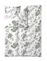 60653-4914-03-06; Finlayson Kylillä Pussilakanasetti Vihreä / Vaaleanpunainen / 150x210 + 50x60 cm 