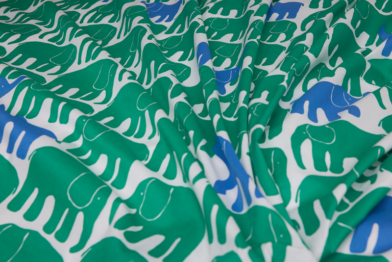 60652-5415-03-06_10; Finlayson Elefantti vapaa Pussilakanasetti Vihreä / Sininen / 150x210 + 50x60 cm 