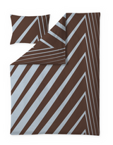 60652-4424-04-06; Finlayson Korret Pussilakanasetti Ruskea / Vaaleansininen / 150x210 + 50x60 cm 