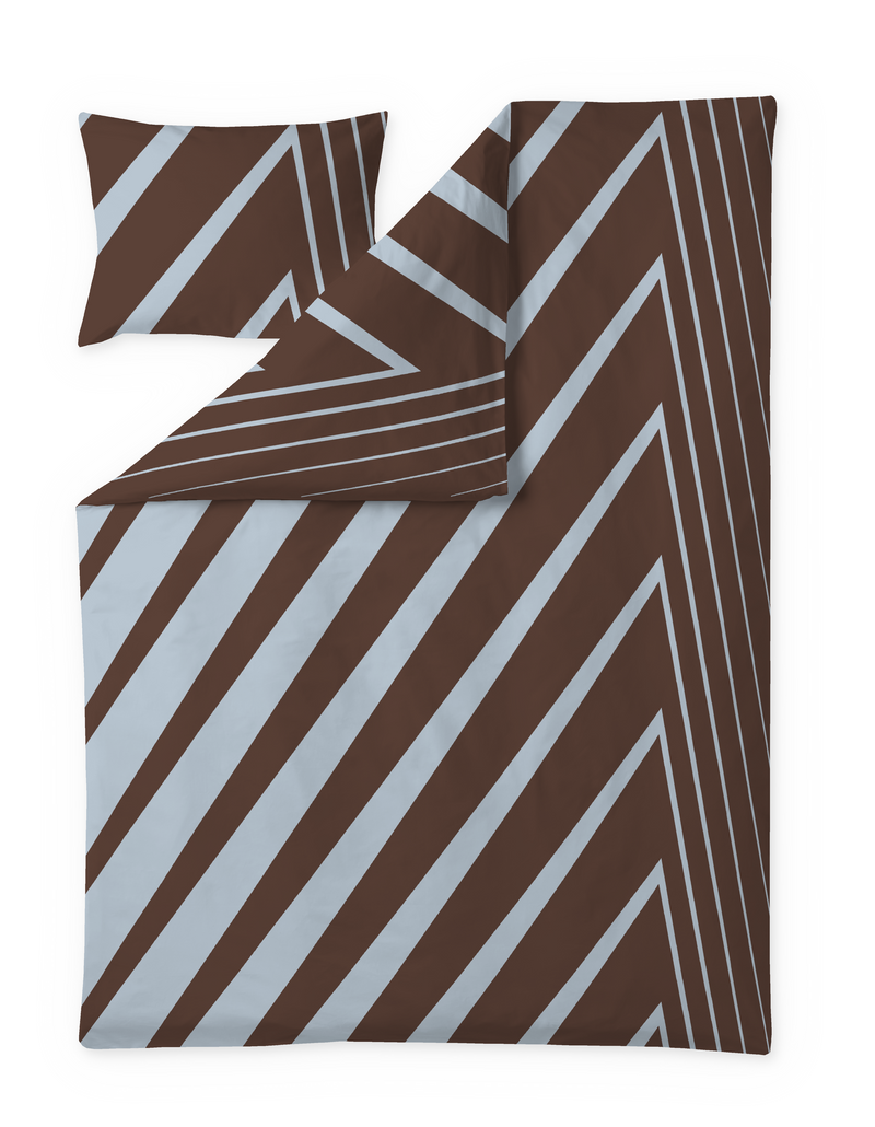 60652-4424-04-06; Finlayson Korret Pussilakanasetti Ruskea / Vaaleansininen / 150x210 + 50x60 cm 