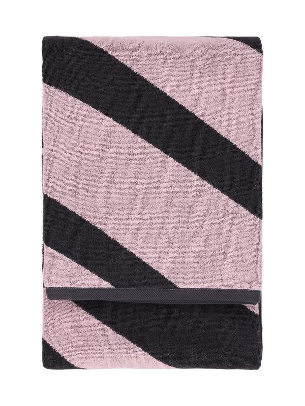 70570-4424-01-06; Finlayson Korret Kylpypyyhe Harmaa / Vaaleanpunainen / 90x180 cm 