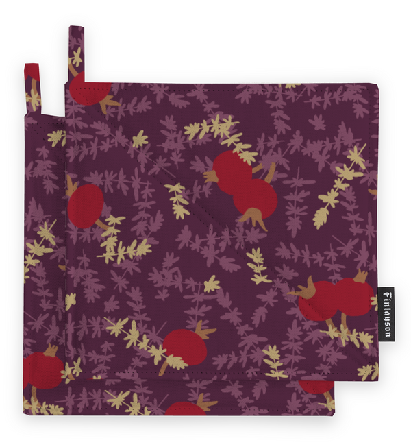 80017-5498-01-10; Finlayson Ruusunmarja Patalappu 2kpl Luumu / 22x22 cm 