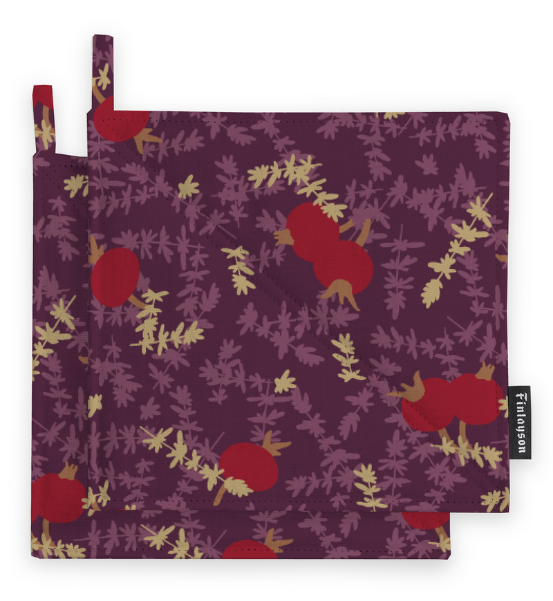 80017-5498-01-10; Finlayson Ruusunmarja Patalappu 2kpl Luumu / 22x22 cm 