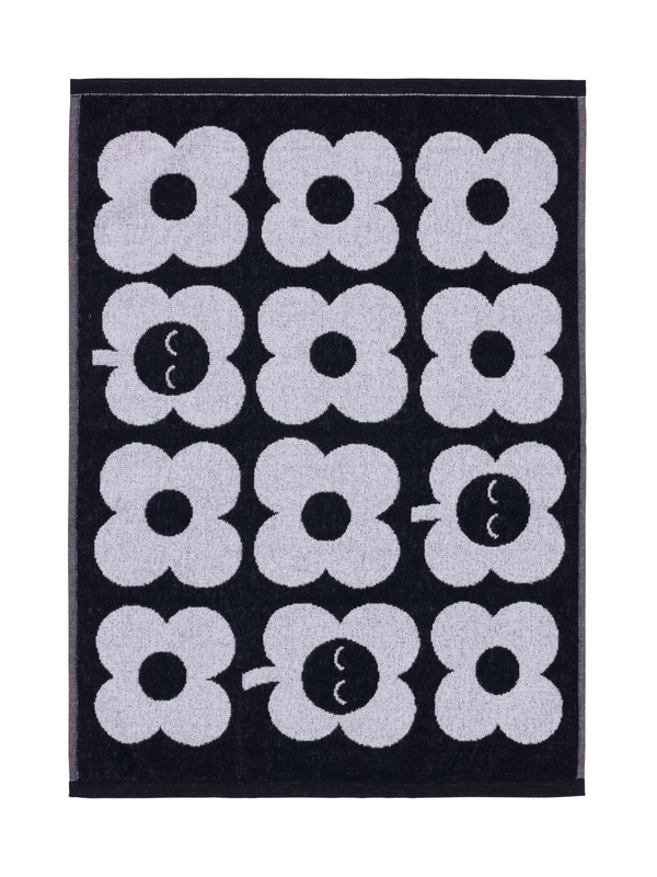 70563-5497-01-12; 70563-5497-01-12_3; Finlayson Kukka Käsipyyhe Musta / Valkoinen / 50x70 cm 