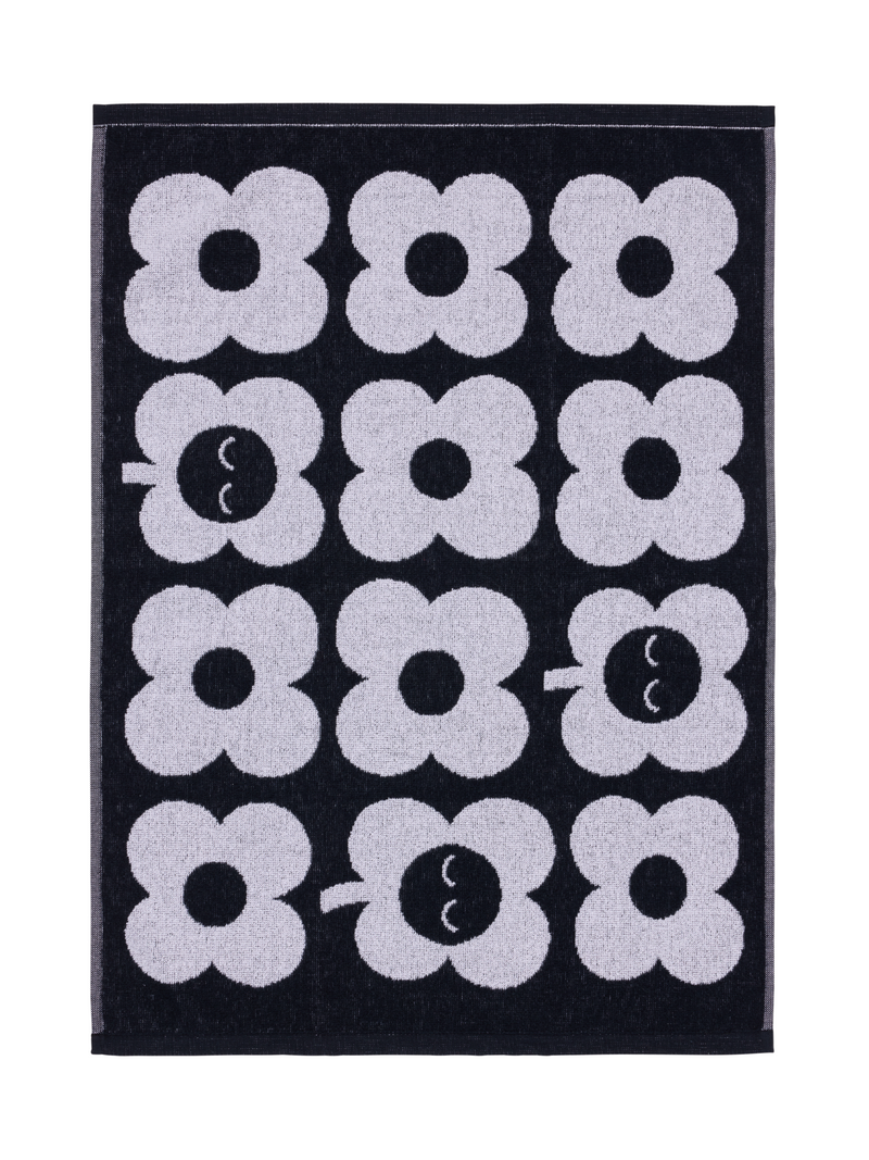 70563-5497-01-12_3; Finlayson Kukka Käsipyyhe Musta / Valkoinen / 50x70 cm 