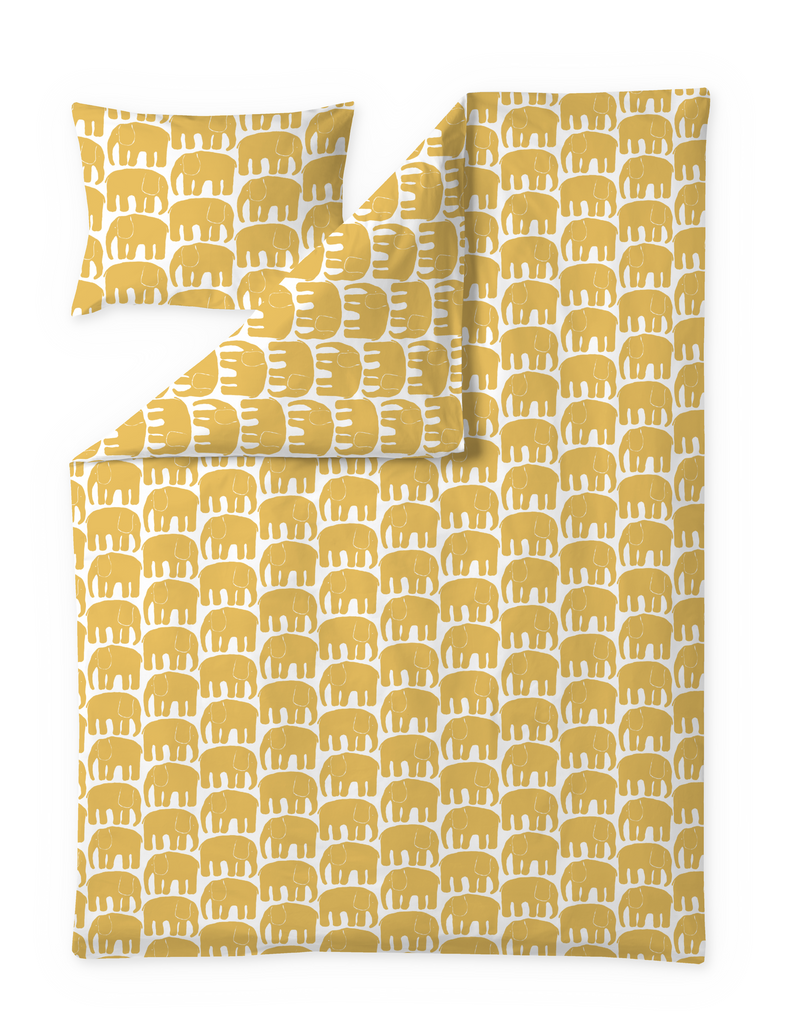 60652-4547-27-06; Finlayson Elefantti Pussilakanasetti Tummankeltainen / 150x210 + 50x60 cm 