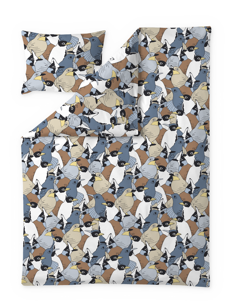 60652-5490-02-06; Finlayson Sekaparvi Pussilakanasetti Sininen / Ruskea / 150x210 + 50x60 cm 