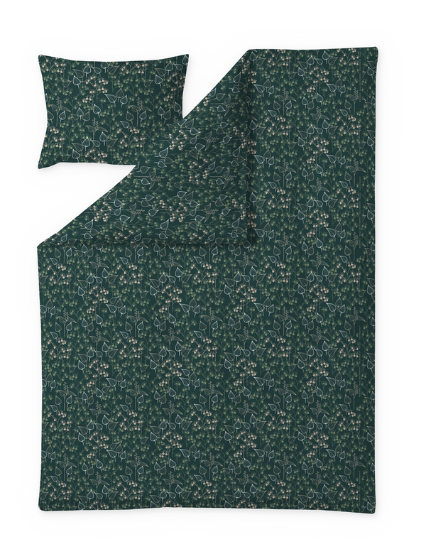 60652-5063-03-06; Finlayson Mustikka Pussilakanasetti Tummanvihreä / 150x210 + 50x60 cm 