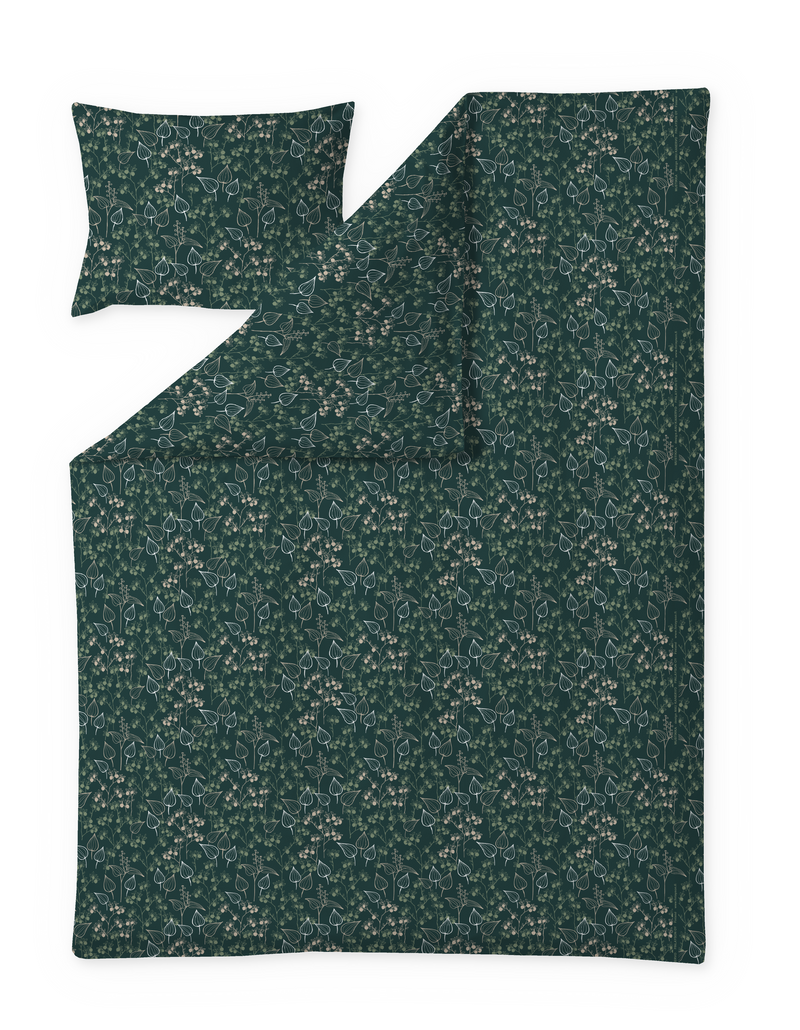 60652-5063-03-06; Finlayson Mustikka Pussilakanasetti Tummanvihreä / 150x210 + 50x60 cm 