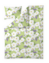 60652-5503-01-06; Finlayson Ruusa Pussilakanasetti Vaaleanvihreä / Vaaleanlila / 150x210 + 50x60 cm 