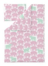 60674-5415-07-06; Finlayson Elefantti vapaa Vauvan pussilakanasetti Vaaleanpunainen / Mintunvihreä / 85x125 + 40x60 cm 