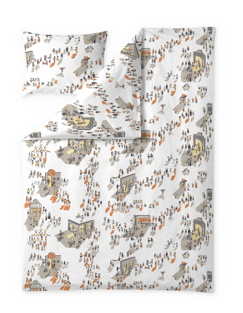 60653-4914-04-06; Finlayson Kylillä Pussilakanasetti Beige / Oranssi / 150x210 + 50x60 cm 