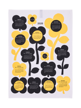 80072-5493-01-10; Finlayson Kukkariemu Kalenteri keittiöpyyhe Musta / Valkoinen / 50x70 cm 