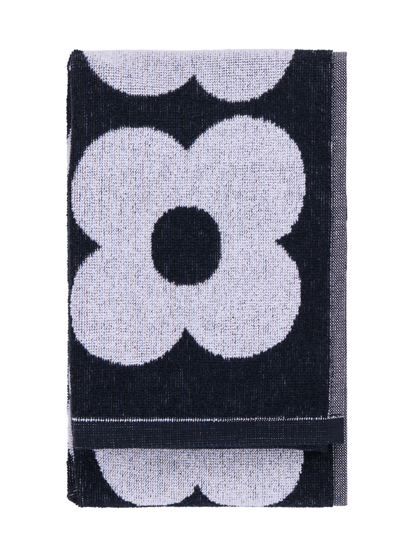 70563-5497-01-12; Finlayson Kukka Käsipyyhe Musta / Valkoinen / 50x70 cm 