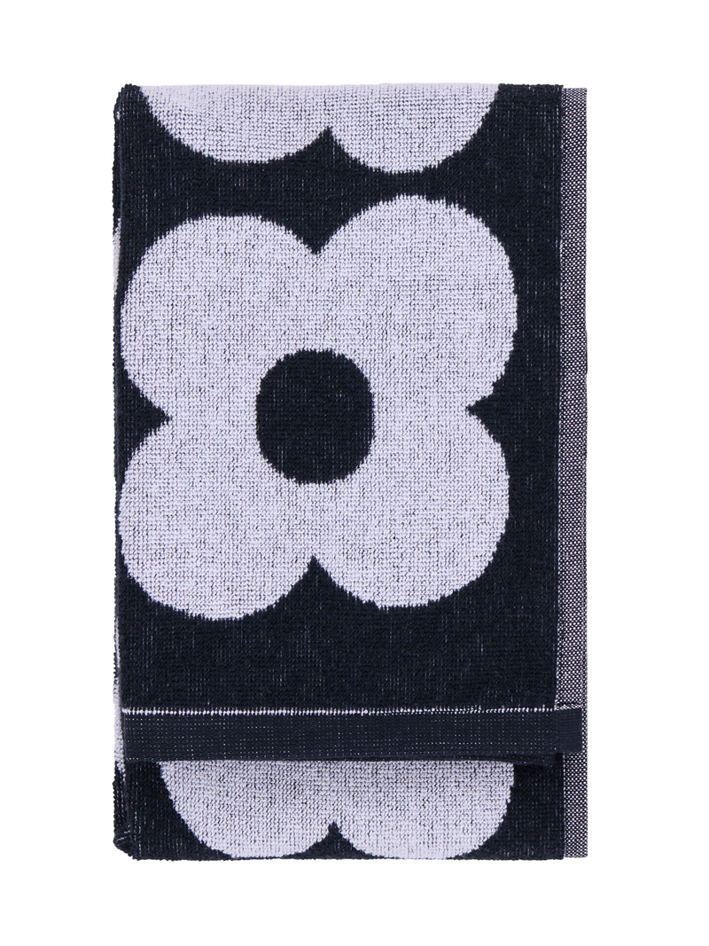 70563-5497-01-12; Finlayson Kukka Käsipyyhe Musta / Valkoinen / 50x70 cm 
