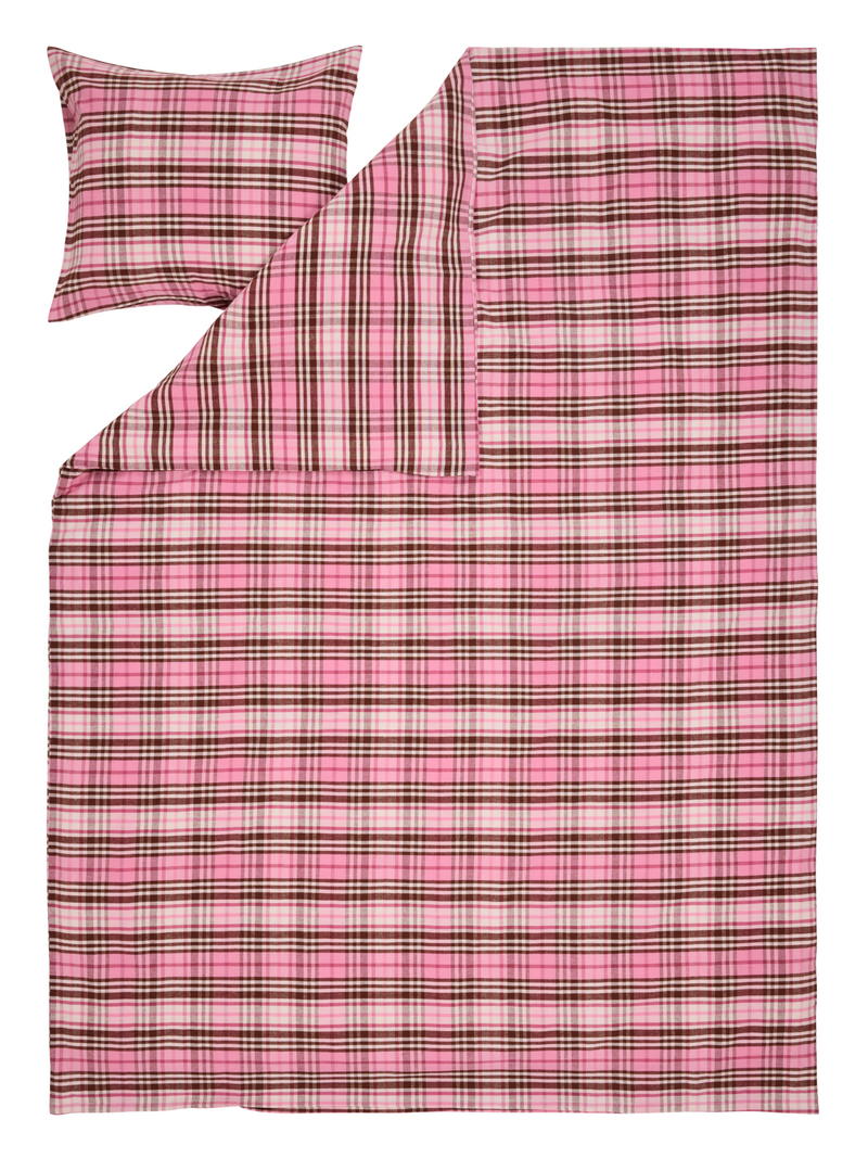 60679-4301-01-06; Finlayson Reino Flanellipussilakanasetti Pinkki / 150x210 + 50x60 cm 