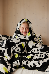 60662-5435-01-06_1; Finlayson Sukukokous Lasten pussilakanasetti Musta / Valkoinen / Vihreä / 120x160 + 40x60 cm 