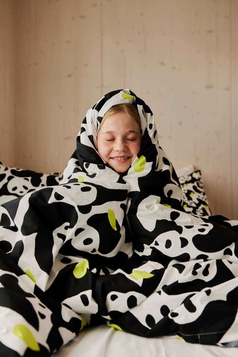 60662-5435-01-06_1; Finlayson Sukukokous Lasten pussilakanasetti Musta / Valkoinen / Vihreä / 120x160 + 40x60 cm 