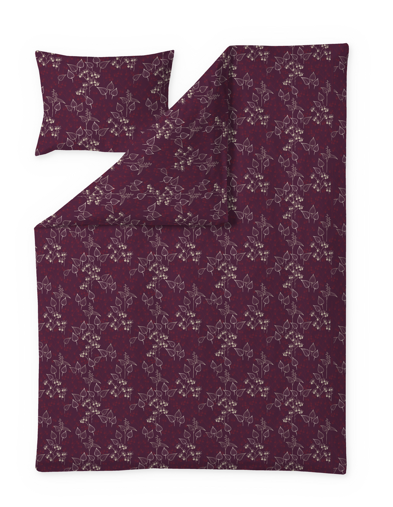 60652-5063-04-06; Finlayson Mustikka Pussilakanasetti Tummanpunainen / 150x210 + 50x60 cm 