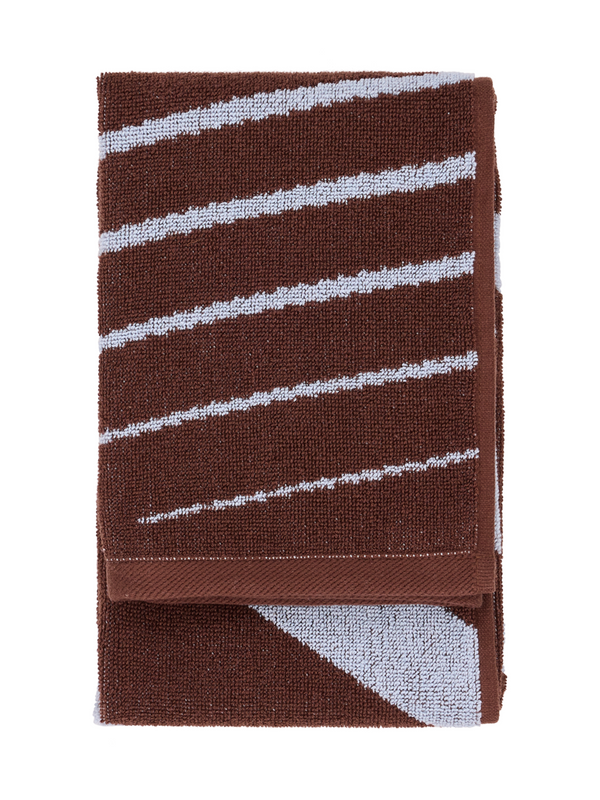 70563-4424-02-12; Finlayson Korret Käsipyyhe Ruskea / Vaaleansininen / 50x70 cm 